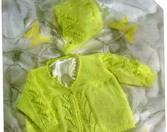 Baby Jacket and Bonnet Knitting Pattern, Instant Download pdf, size 12 to 18 Inch Chest, Premature Size Included, Babies Coat