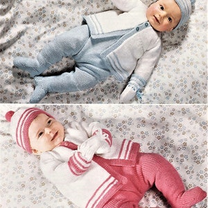 Stickmönster för baby, jacka, leggings, mössa, vantar, storlek 48 till 51 cm bröstvidd, dubbelt stickgarn, direktnedladdning i pdf-format