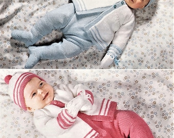 Baby Knitting Pattern, Jacket, leggings, hat, mitts, Size 18 to 20 inch Chest, Double Knitting Yarn, Instant Download pdf