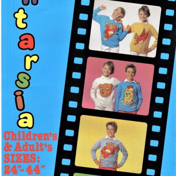 Super Ted Intarsia Knitting Pattern Book, Children and Adults, Instant Download pdf, 4 ply Yarn or Wool, 24 to 44 Inch Chest