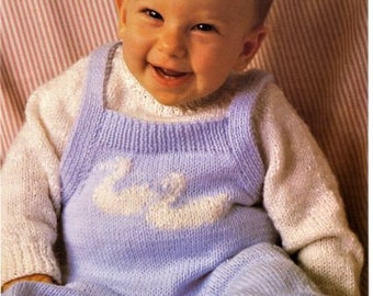 Baby Dungarees Knitting Pattern, Instant Download PDF, Size 4 to 18 Months, Double Knitting Yarn or Wool, Babies Overalls, Baby