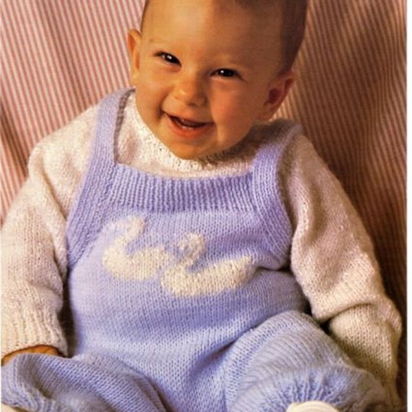 Baby Dungarees Knitting Pattern, Instant Download PDF, Size 4 to 18 Months, Double Knitting Yarn or Wool, Babies Overalls, Baby