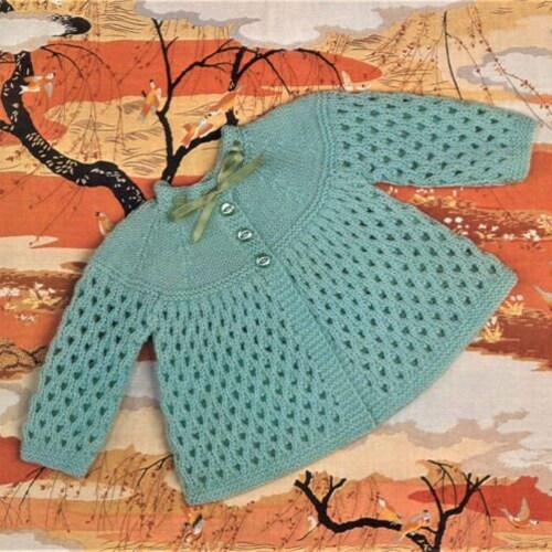 Nearly Free Baby Knitting Pattern Matinee Jacket Size 18 to Etsy