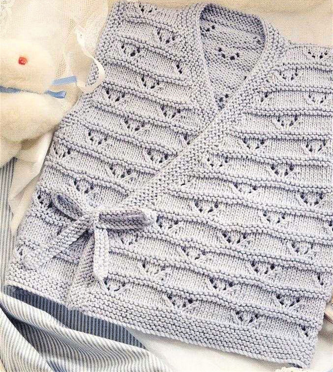 Baby Vest Knitting Pattern, Instant Download Pdf, Size 12 14, and 16 18
