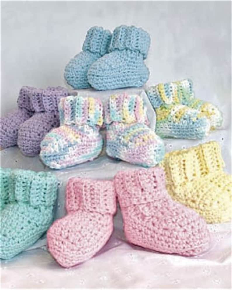 Baby Bibs and Bootees Crochet Pattern, Instant Download PDF, Cotton Baby Yarn, Baby Shoes, Slippers, Babies Crochet Pattern image 2