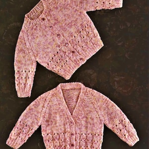 Baby Knitting Pattern, Cardigan, Size 17 to 20 Inch Chest, Double Knitting Yarn or Wool, Instant Download pdf