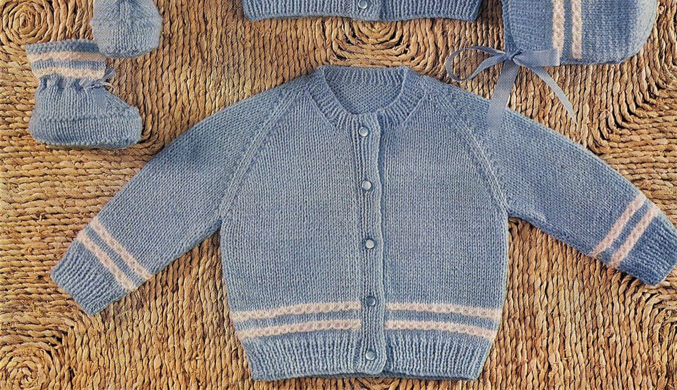 Nearly Free Baby Knitting Pattern Jumper and Cardigan Size Etsy UK