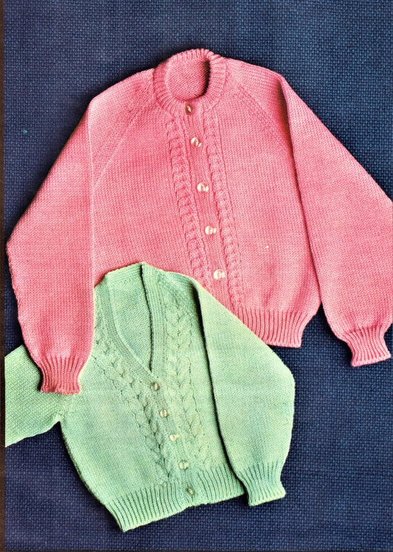 Nearly Free Baby Knitting Pattern Raglan Cardigan Size 45 to | Etsy