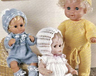 Doll Clothes Knitting Pattern, Doll Size 12, 14 and 16 Inch, Double Knitting Yarn or Wool, Instant Download pdf