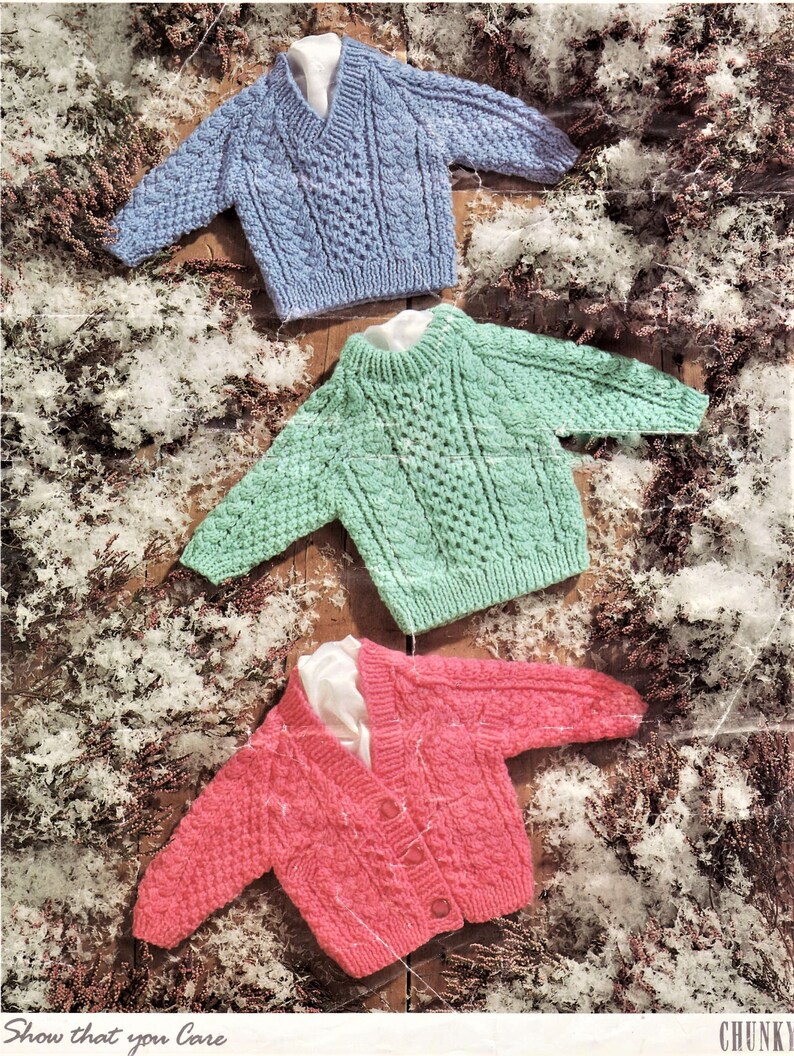 Nearly Free Baby Knitting Pattern Jumper and Cardigan Size Etsy