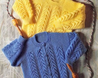 Toddler Jumper and Cardigan Knitting Pattern, Instant Download pdf, Size 22 to 24 inch, Double Knitting Yarn or Wool, Jersey