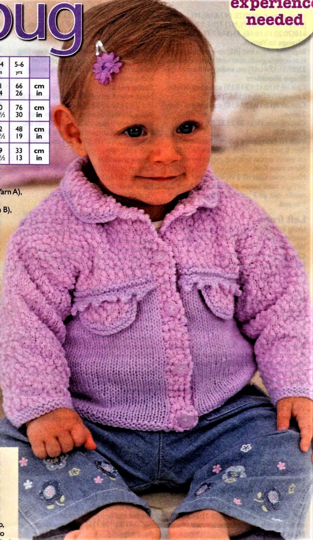 Baby and Toddler Knitting Pattern, Jacket, Size 16 to 26 Inch Chest