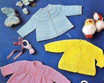 Modèle de tricot de gilet et veste pour bébé, téléchargement immédiat au format pdf, taille de 17 à 19 pouces de poitrine, 3 épaisseurs, modèles de tricot pour bébés