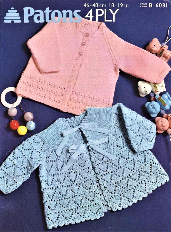 Babyknitting Pattern Matinee Jacket Size 18 to 19 Inch Chest 4