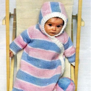 Baby Sleeping Bag or Cocoon with Hood, Instant Download PDF, 25.5 Inches in Length, Sleeve 11 Inches in Length, Chunky Yarn