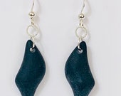 Black wave recycled sea glass earrings. tumbled beach glass. Sea glass. Tumbled glass. Beach wear. Ocean lover. Eco friendly. Bold