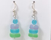 Seaglass zen stack sea glass earrings. tumbled beach glass. Tumbled glass. Beach wear. Ocean lover. Eco friendly Balance. Harmony. Green