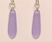 Lilac sea glass earrings. tumbled beach glass. Petal. Tumbled glass. Beach wear. Ocean lover. Eco friendly. Sustainable. Fun. Beachy