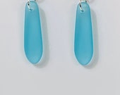 Aqua sea glass earrings. tumbled beach glass. Petal. Tumbled glass. Beach wear. Ocean lover. Eco friendly. Sustainable. Fun. Beachy