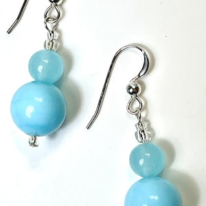Aqua opaque Venetian Glass earrings. Murano glass earrings. Venetian glass jewelry. Celeste light aqua earrings