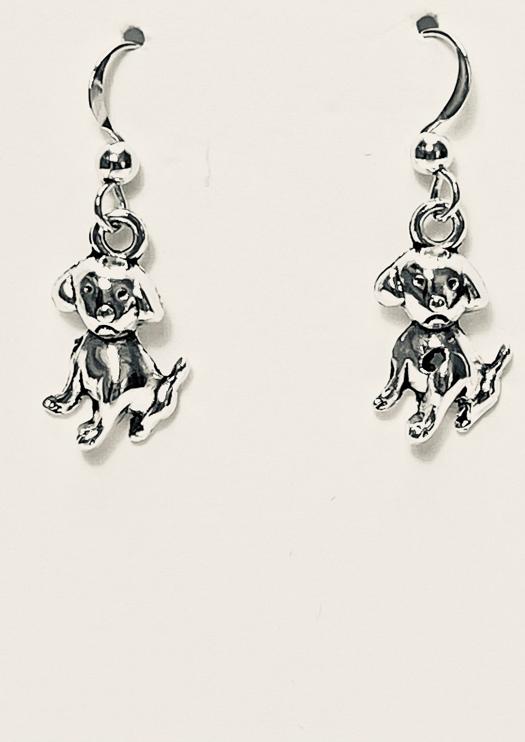 Pewter Cute Puppy Earrings. 3/d Small Dogs. Dog Lover Gift. Puppy