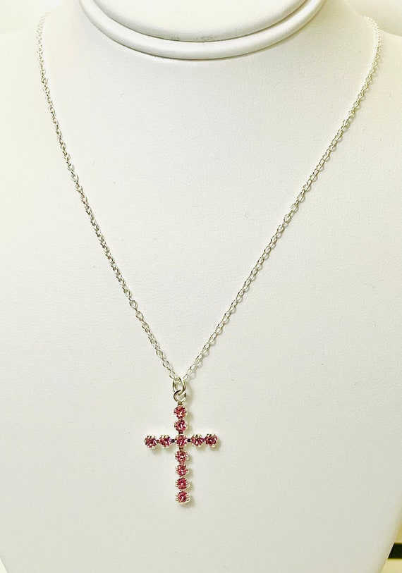 Genuine Swarovski Crystal Pink Rhinestone Cross Pendant
