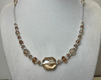 Golden Shadow Swarovski Crystal Necklace, Sterling Silver Clasp