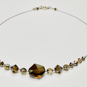 Bronze Genuine Swarovski Crystal “centerstage” necklace. Formal necklace. Wedding. Sparkly. Formal. Day to evening jewelry. Office jewelry.