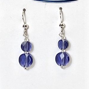 Genuine Swarovski crystal tanzanite earrings. Swarovski Faceted flat ovals and rounds. Prom earrings. Wedding jewelry. Cruise wear.