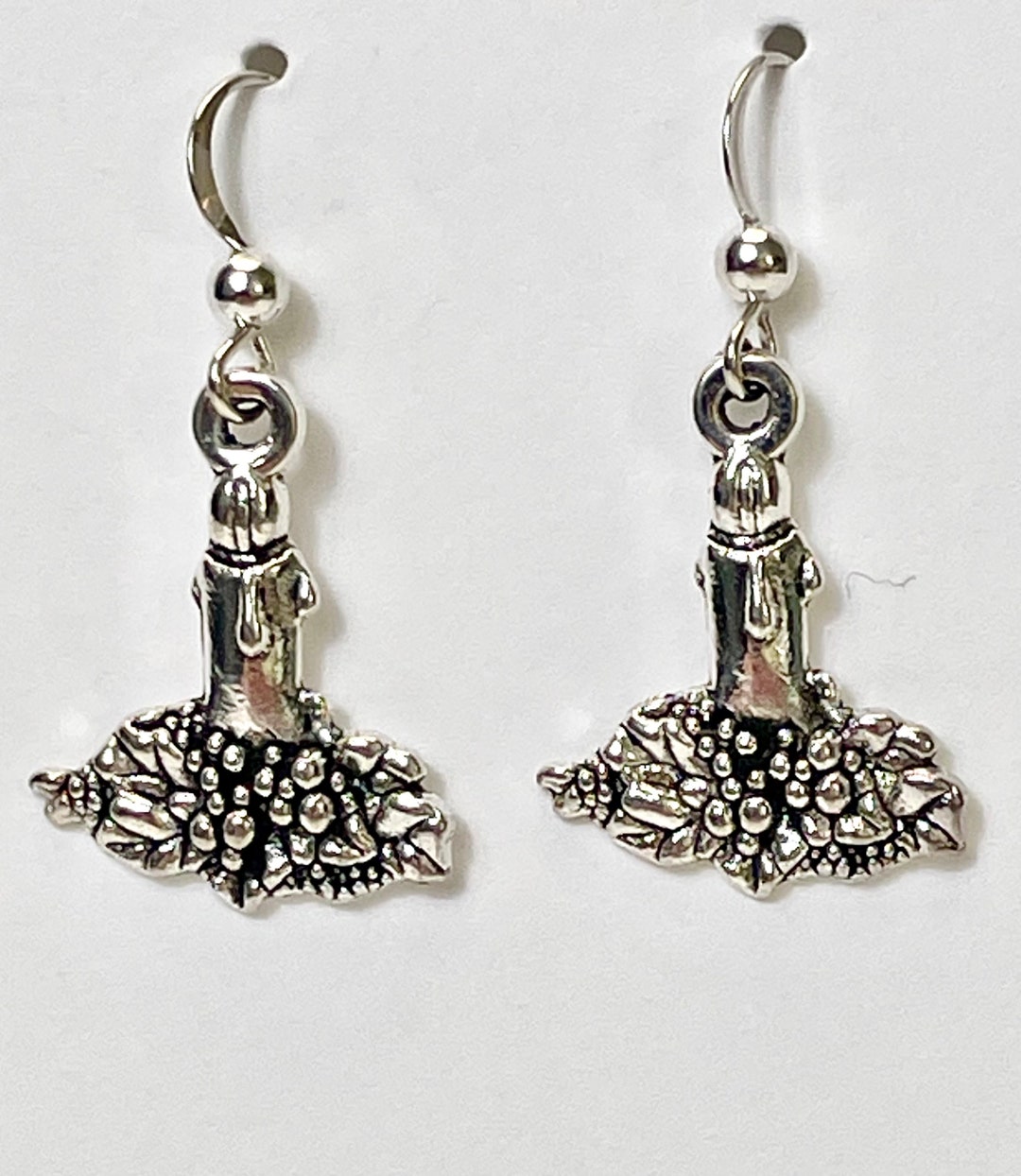 Pewter Christmas Candle Earrings. Christmas Gift. Nostalgic Etsy