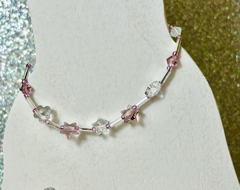 Lavender Swarovski Crystal Bracelet, Stars & Flowers
