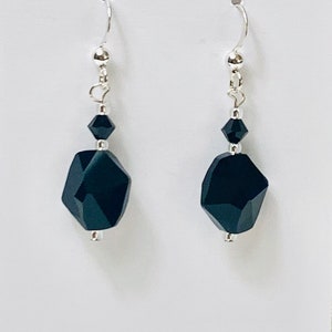 Genuine Swarovski crystal black cosmic earrings. Prom earrings. Wedding jewelry. Cruise wear.