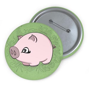 Botones de cerdito chibi, insignia de animalito de dibujos animados, broche de cerdito kawaii, botón de esmalte de animal salvaje divertido, mochila para niños