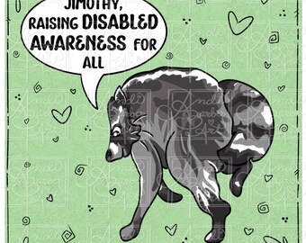 Jimothy el Mapache / Sensibilización sobre la Discapacidad para Todos / Imán de Vinilo para la Defensa de los Derechos de las Personas con Discapacidad / Imán de Mapache Lindo / Regalo para el Orgullo de las Personas con Discapacidad