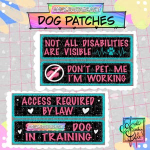 Teal and Pink Printable Dog Patches for Vest - Instant Download