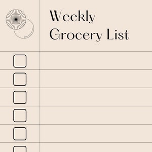 Weekly Grocery List Template SVG