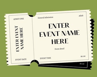 Event &quot;Admit One&quot; ticket- printable template- SVG- printable event ticket- admission ticket- admit one- ticket template- printable template