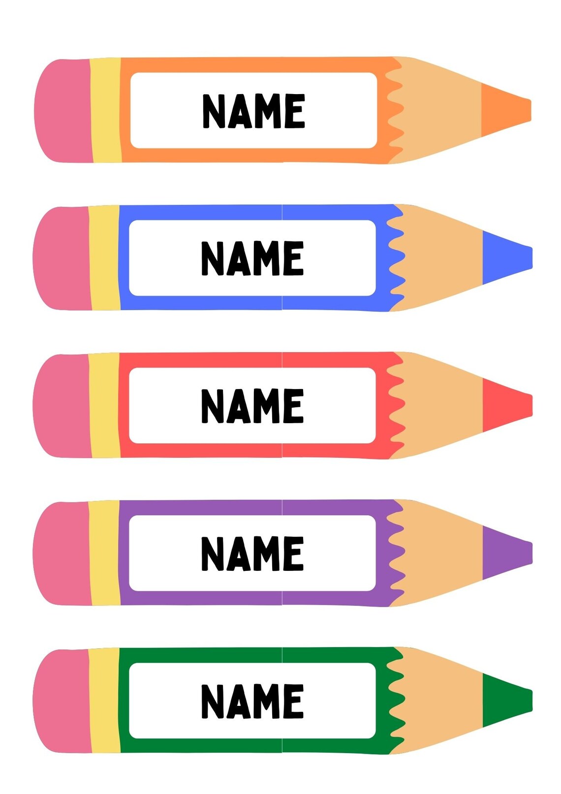 Colorful Pencil Name Tag Printable Template SVG Etsy