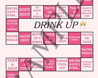 Drink Up Printable Game Template. Girls night-Bachelorette-Drinking Game