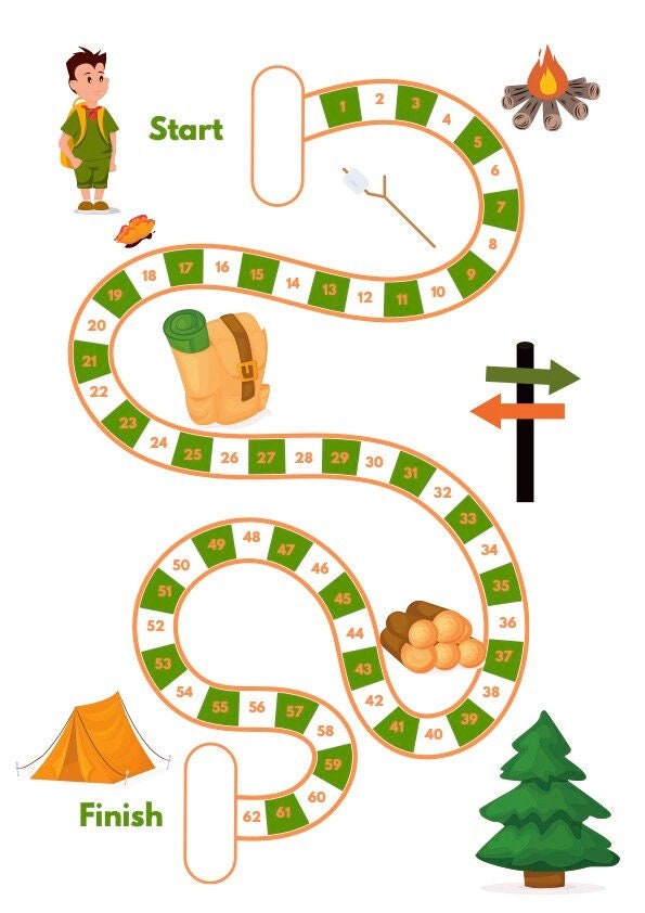 Summer Camp Board Game Board Game Template Printable Board Game Board Game for Kids Classroom