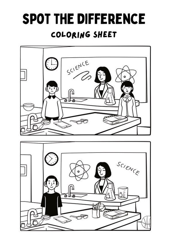Spot the Difference Science Classroom Themed Coloring Sheet - Etsy