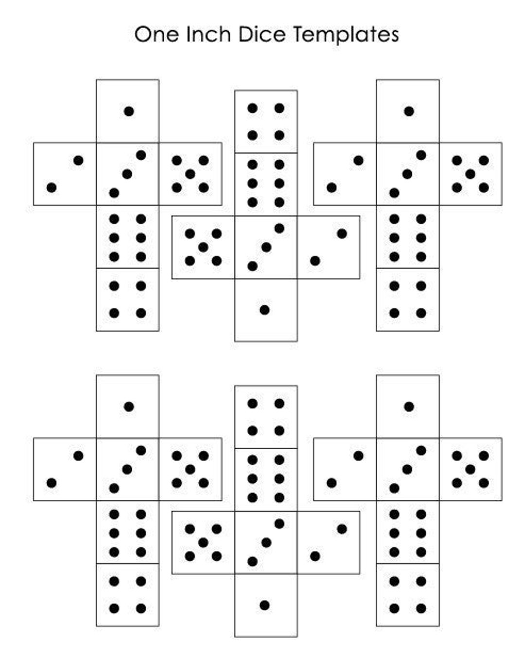 1 Printable Dice Template Makes Six Dice Etsy