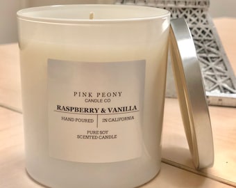 Raspberry and Vanilla Soy Candle