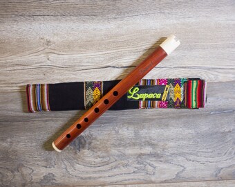 Professional Lupaca Red Bloodwood and Bone Quena in G