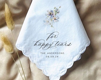 For Happy Tears Handkerchief, Wedding gift, printed handkerchief, for the bride, bride gift, from mother of the bride, mother of the groom