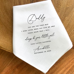 Father of the Bride handkerchief from the Bride, wedding 1handkerchief from daughter,printed, Father of bride gift from bride, dad gift- BP5