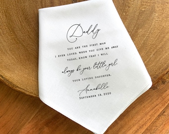 Father of the Bride handkerchief from the Bride, wedding 1handkerchief from daughter,printed, Father of bride gift from bride, dad gift- BP5