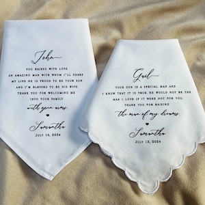 Cadeau pour la mère du marié et le père du marié, cadeau pour la mère de la mariée de la mariée mouchoir de mariage de la fille, minimaliste