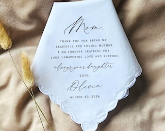 mother of the bride gift, wedding gift for mom, handkerchief from the bride, personalized handkerchief,  for happy tears, BP10