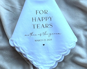 Mother of the Groom handkerchief from the Bride, mother of the bride, from daughter, Mother of the groom gift,  Minimalist, For happy tears